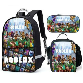 Roblox Backpack and Lunch box For School Bag Boys Girls Bookbag with Lunch Bag Pen Case