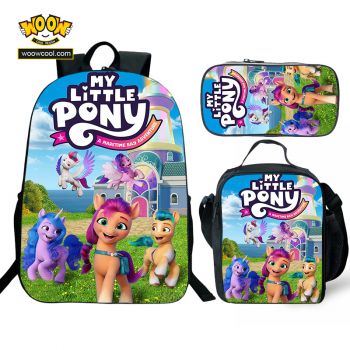 【NEW】My Little Pony Backpack Lunch box School Bag Kids Bookbag 1