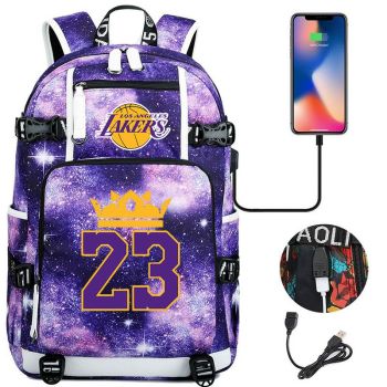 Boys 23  NBA Lakers James Jordan Backpack 600D Oxford Waterproof James Jordan Cool Bookbag School Bags for Kids Gifts 
