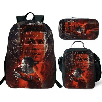 Boys Cristiano Ronaldo Backpack for School Bag New Cristiano Ronaldo Backpack and Lunchbox DK Bookbag Kid Gifts